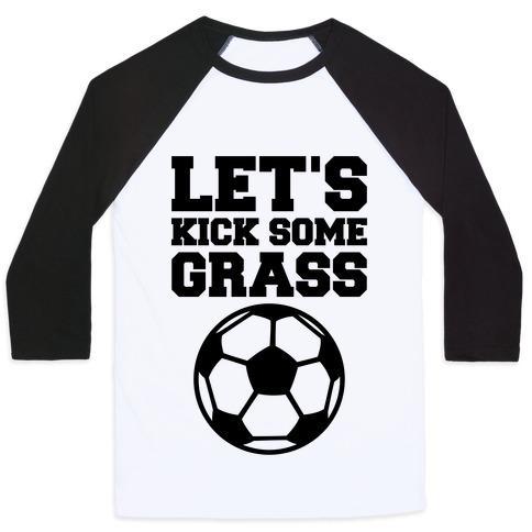Virgin Teez  Baseball Tee Unisex Classic Baseball Tee / x-small / White/Black LET'S KICK SOME GRASS UNISEX CLASSIC BASEBALL TEE