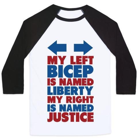 Virgin Teez  Baseball Tee Unisex Classic Baseball Tee / x-small / White/Black LIBERTY AND JUSTICE UNISEX CLASSIC BASEBALL TEE