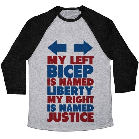 Virgin Teez  Baseball Tee Unisex Tri-Blend Baseball Tee / small / Athletic Gray / Black LIBERTY AND JUSTICE UNISEX TRI-BLEND BASEBALL TEE