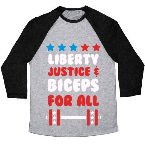 Virgin Teez  Baseball Tee Unisex Tri-Blend Baseball Tee / small / Athletic Gray / Black LIBERTY JUSTICE & BICEPS FOR ALL UNISEX TRI-BLEND BASEBALL TEE