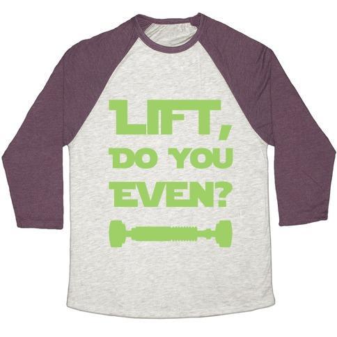 Virgin Teez  Baseball Tee Unisex Tri-Blend Baseball Tee / small / Oatmeal / Maroon LIFT, DO YOU EVEN? UNISEX TRI-BLEND BASEBALL TEE