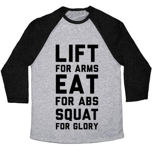 Virgin Teez  Baseball Tee Unisex Tri-Blend Baseball Tee / small / Athletic Gray / Black LIFT. EAT. SQUAT. UNISEX TRI-BLEND BASEBALL TEE