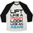 Virgin Teez  Baseball Tee Unisex Tri-Blend Baseball Tee / small / Oatmeal / Black LIFT LIKE A KROGAN LOOK LIKE AN ASARI UNISEX TRI-BLEND BASEBALL TEE