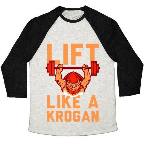 Virgin Teez  Baseball Tee Unisex Tri-Blend Baseball Tee / small / Oatmeal / Black LIFT LIKE A KROGAN UNISEX TRI-BLEND BASEBALL TEE