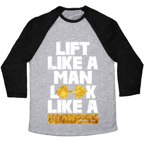 Virgin Teez  Baseball Tee Unisex Tri-Blend Baseball Tee / small / Athletic Gray / Black LIFT LIKE A MAN LOOK LIKE A GODDESS UNISEX TRI-BLEND BASEBALL TEE