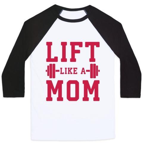 Virgin Teez  Baseball Tee Unisex Classic Baseball Tee / x-small / White/Black LIFT LIKE A MOM UNISEX CLASSIC BASEBALL TEE