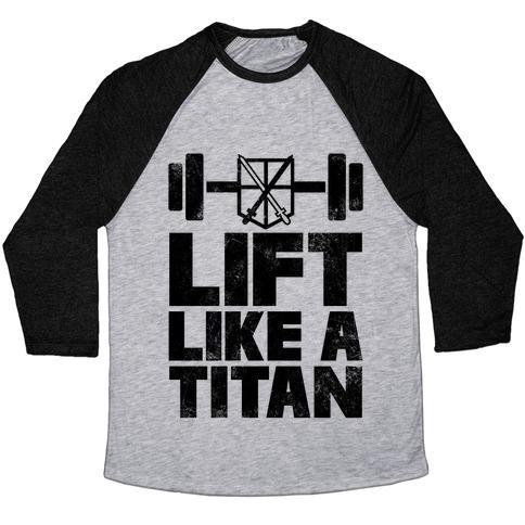 Virgin Teez  Baseball Tee Unisex Tri-Blend Baseball Tee / small / Athletic Gray / Black LIFT LIKE A TITAN UNISEX TRI-BLEND BASEBALL TEE