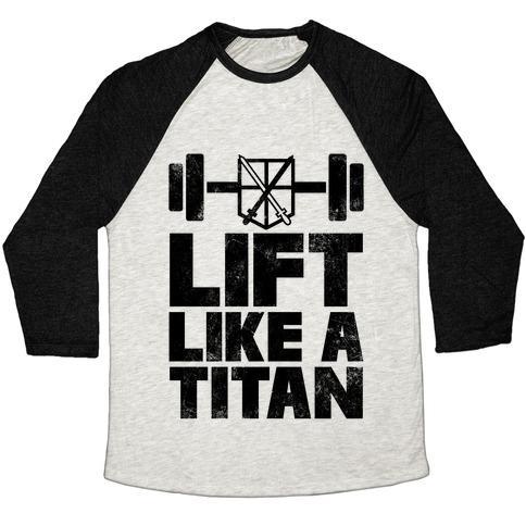 Virgin Teez  Baseball Tee Unisex Tri-Blend Baseball Tee / small / Oatmeal / Black LIFT LIKE A TITAN UNISEX TRI-BLEND BASEBALL TEE