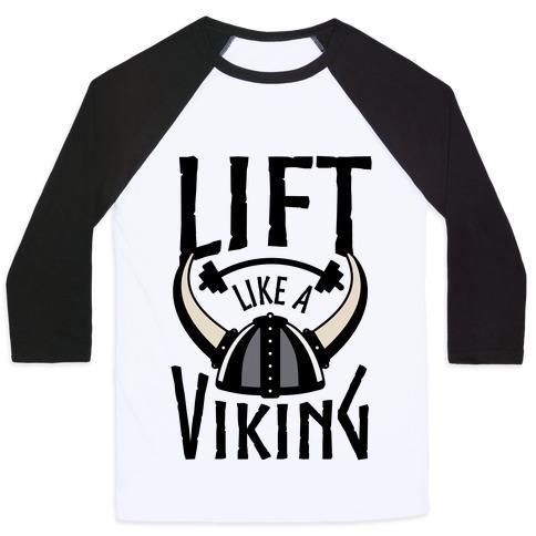 Virgin Teez  Baseball Tee Unisex Classic Baseball Tee / x-small / White/Black LIFT LIKE A VIKING UNISEX CLASSIC BASEBALL TEE