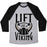 Virgin Teez  Baseball Tee Unisex Tri-Blend Baseball Tee / small / Athletic Gray / Black LIFT LIKE A VIKING UNISEX TRI-BLEND BASEBALL TEE