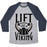 Virgin Teez  Baseball Tee Unisex Tri-Blend Baseball Tee / small / Athletic Gray / Navy LIFT LIKE A VIKING UNISEX TRI-BLEND BASEBALL TEE