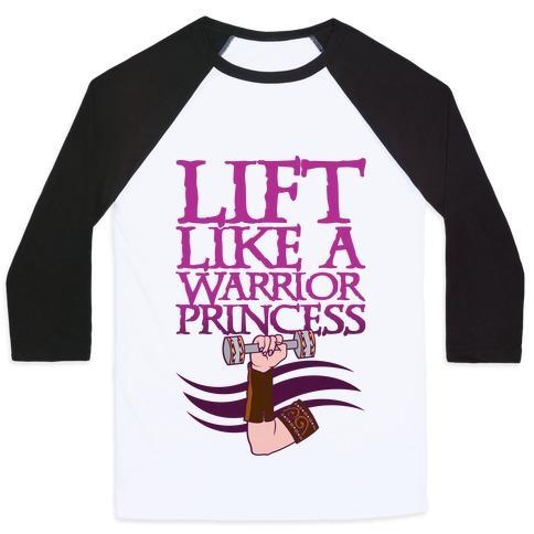 Virgin Teez  Baseball Tee Unisex Classic Baseball Tee / x-small / White/Black LIFT LIKE A WARRIOR PRINCESS UNISEX CLASSIC BASEBALL TEE