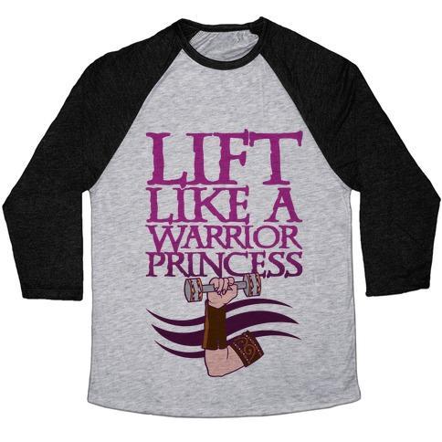 Virgin Teez  Baseball Tee Unisex Tri-Blend Baseball Tee / small / Athletic Gray / Black LIFT LIKE A WARRIOR PRINCESS UNISEX TRI-BLEND BASEBALL TEE