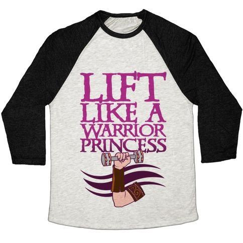 Virgin Teez  Baseball Tee Unisex Tri-Blend Baseball Tee / small / Oatmeal / Black LIFT LIKE A WARRIOR PRINCESS UNISEX TRI-BLEND BASEBALL TEE