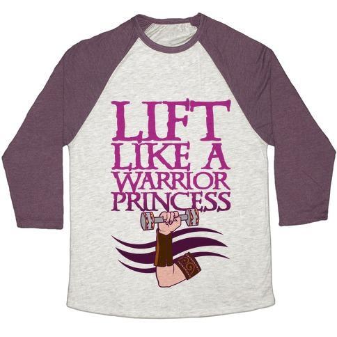 Virgin Teez  Baseball Tee Unisex Tri-Blend Baseball Tee / small / Oatmeal / Maroon LIFT LIKE A WARRIOR PRINCESS UNISEX TRI-BLEND BASEBALL TEE