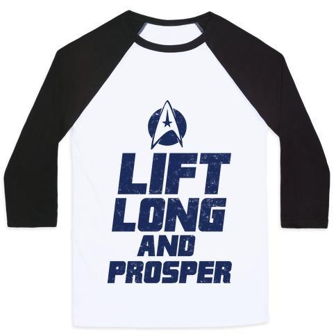 Virgin Teez  Baseball Tee Unisex Classic Baseball Tee / x-small / White/Black LIFT LONG AND PROSPER UNISEX CLASSIC BASEBALL TEE