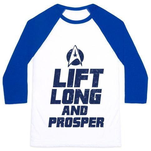 Virgin Teez  Baseball Tee Unisex Classic Baseball Tee / x-small / White/Blue LIFT LONG AND PROSPER UNISEX CLASSIC BASEBALL TEE