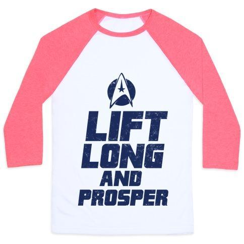 Virgin Teez  Baseball Tee Unisex Classic Baseball Tee / x-small / White/Neon Pink LIFT LONG AND PROSPER UNISEX CLASSIC BASEBALL TEE