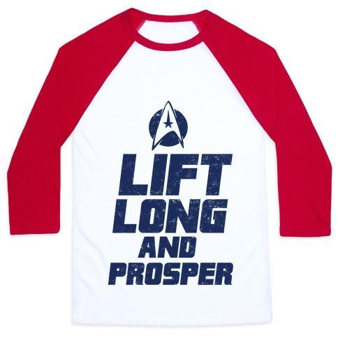 Virgin Teez  Baseball Tee Unisex Classic Baseball Tee / x-small / White/Red LIFT LONG AND PROSPER UNISEX CLASSIC BASEBALL TEE