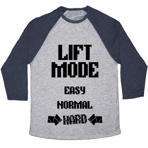 Virgin Teez  Baseball Tee Unisex Tri-Blend Baseball Tee / small / Athletic Gray / Navy LIFT MODE: HARD UNISEX TRI-BLEND BASEBALL TEE
