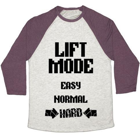 Virgin Teez  Baseball Tee Unisex Tri-Blend Baseball Tee / small / Oatmeal / Maroon LIFT MODE: HARD UNISEX TRI-BLEND BASEBALL TEE