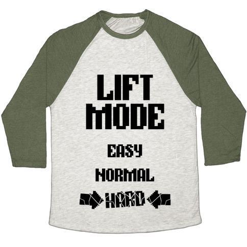 Virgin Teez  Baseball Tee Unisex Tri-Blend Baseball Tee / small / Oatmeal / Moss LIFT MODE: HARD UNISEX TRI-BLEND BASEBALL TEE