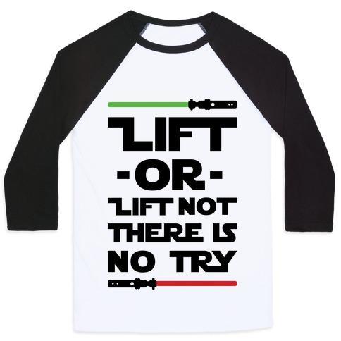 Virgin Teez  Baseball Tee Unisex Classic Baseball Tee / x-small / White/Black LIFT OR LIFT NOT THERE IS NO TRY UNISEX CLASSIC BASEBALL TEE