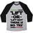 Virgin Teez  Baseball Tee Unisex Tri-Blend Baseball Tee / small / Athletic Gray / Black LIFT OR LIFT NOT THERE IS NO TRY UNISEX TRI-BLEND BASEBALL TEE