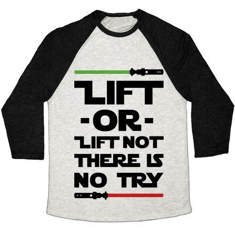 Virgin Teez  Baseball Tee Unisex Tri-Blend Baseball Tee / small / Oatmeal / Black LIFT OR LIFT NOT THERE IS NO TRY UNISEX TRI-BLEND BASEBALL TEE