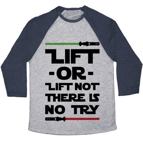 Virgin Teez  Baseball Tee Unisex Tri-Blend Baseball Tee / small / Athletic Gray / Navy LIFT OR LIFT NOT THERE IS NO TRY UNISEX TRI-BLEND BASEBALL TEE