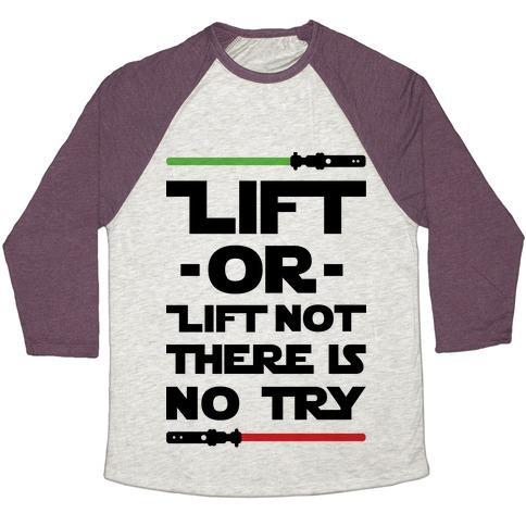 Virgin Teez  Baseball Tee Unisex Tri-Blend Baseball Tee / small / Oatmeal / Maroon LIFT OR LIFT NOT THERE IS NO TRY UNISEX TRI-BLEND BASEBALL TEE