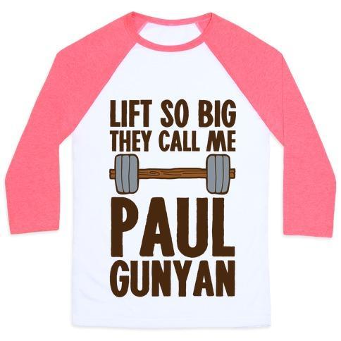 Virgin Teez  Baseball Tee Unisex Classic Baseball Tee / x-small / White/Neon Pink LIFT SO BIG THEY CALL ME PAUL GUNYAN UNISEX CLASSIC BASEBALL TEE
