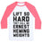 Virgin Teez  Baseball Tee Unisex Classic Baseball Tee / x-small / White/Neon Pink LIFT SO HARD THE CALL ME ERNEST HEMINGWEIGHTS UNISEX CLASSIC BASEBALL TEE