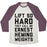 Virgin Teez  Baseball Tee Unisex Tri-Blend Baseball Tee / small / Oatmeal / Maroon LIFT SO HARD THE CALL ME ERNEST HEMINGWEIGHTS UNISEX TRI-BLEND BASEBALL TEE