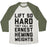 Virgin Teez  Baseball Tee Unisex Tri-Blend Baseball Tee / small / Oatmeal / Moss LIFT SO HARD THE CALL ME ERNEST HEMINGWEIGHTS UNISEX TRI-BLEND BASEBALL TEE