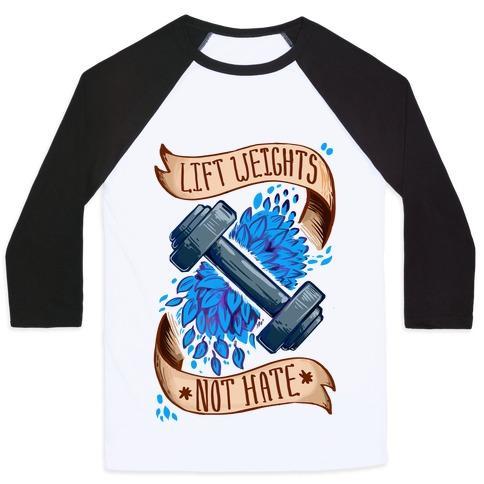 Virgin Teez  Baseball Tee Unisex Classic Baseball Tee / x-small / White/Black LIFT WEIGHTS NOT HATE UNISEX CLASSIC BASEBALL TEE