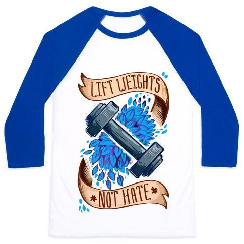 Virgin Teez  Baseball Tee Unisex Classic Baseball Tee / x-small / White/Blue LIFT WEIGHTS NOT HATE UNISEX CLASSIC BASEBALL TEE
