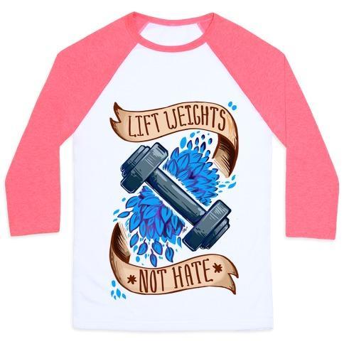 Virgin Teez  Baseball Tee Unisex Classic Baseball Tee / x-small / White/Neon Pink LIFT WEIGHTS NOT HATE UNISEX CLASSIC BASEBALL TEE