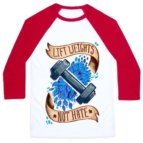 Virgin Teez  Baseball Tee Unisex Classic Baseball Tee / x-small / White/Red LIFT WEIGHTS NOT HATE UNISEX CLASSIC BASEBALL TEE