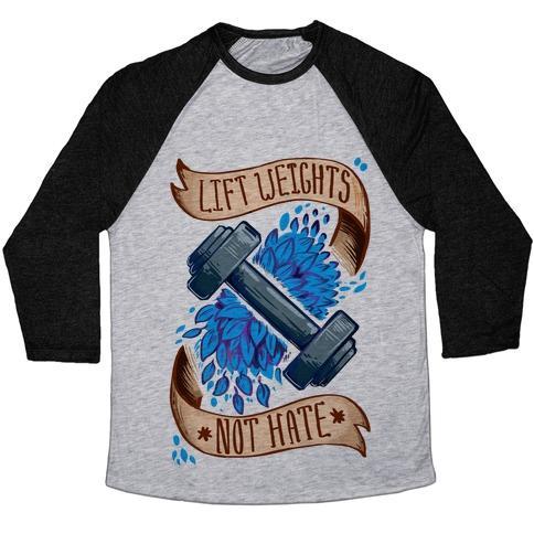 Virgin Teez  Baseball Tee Unisex Tri-Blend Baseball Tee / small / Athletic Gray / Black LIFT WEIGHTS NOT HATE UNISEX TRI-BLEND BASEBALL TEE