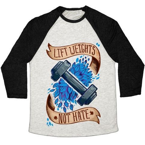 Virgin Teez  Baseball Tee Unisex Tri-Blend Baseball Tee / small / Oatmeal / Black LIFT WEIGHTS NOT HATE UNISEX TRI-BLEND BASEBALL TEE