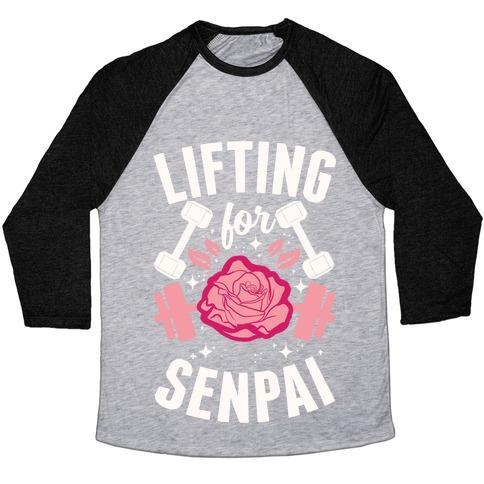 Virgin Teez  Baseball Tee Unisex Tri-Blend Baseball Tee / small / Athletic Gray / Black LIFTING FOR SENPAI UNISEX TRI-BLEND BASEBALL TEE