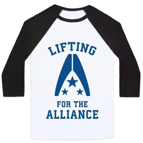 Virgin Teez  Baseball Tee Unisex Classic Baseball Tee / x-small / White/Black LIFTING FOR THE ALLIANCE UNISEX CLASSIC BASEBALL TEE