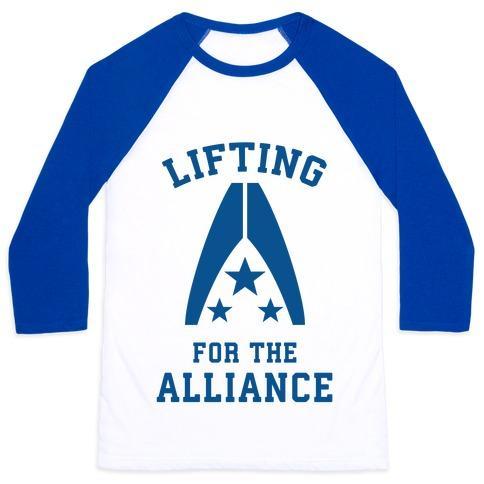 Virgin Teez  Baseball Tee Unisex Classic Baseball Tee / x-small / White/Blue LIFTING FOR THE ALLIANCE UNISEX CLASSIC BASEBALL TEE