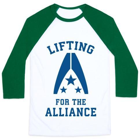 Virgin Teez  Baseball Tee Unisex Classic Baseball Tee / x-small / White/Dark Green LIFTING FOR THE ALLIANCE UNISEX CLASSIC BASEBALL TEE
