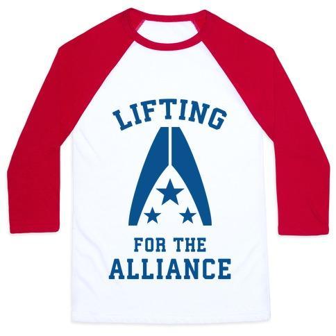 Virgin Teez  Baseball Tee Unisex Classic Baseball Tee / x-small / White/Red LIFTING FOR THE ALLIANCE UNISEX CLASSIC BASEBALL TEE