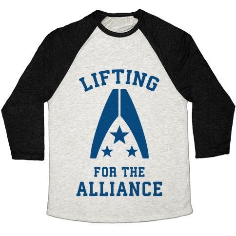 Virgin Teez  Baseball Tee Unisex Tri-Blend Baseball Tee / small / Oatmeal / Black LIFTING FOR THE ALLIANCE UNISEX TRI-BLEND BASEBALL TEE