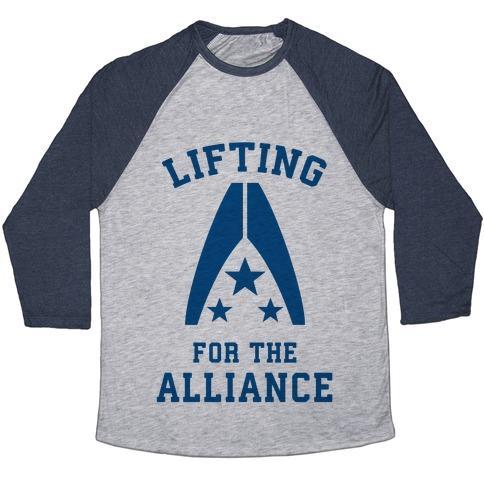 Virgin Teez  Baseball Tee Unisex Tri-Blend Baseball Tee / small / Athletic Gray / Navy LIFTING FOR THE ALLIANCE UNISEX TRI-BLEND BASEBALL TEE