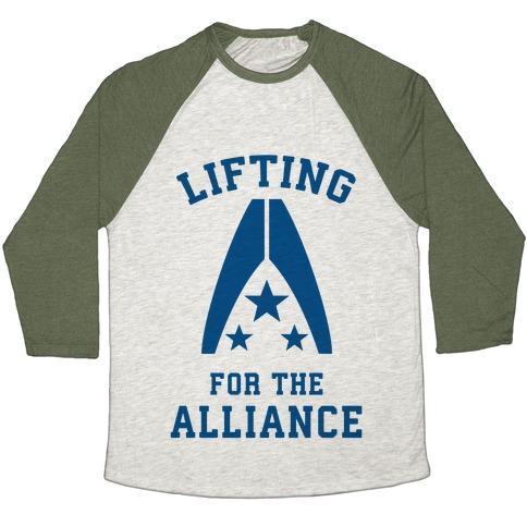 Virgin Teez  Baseball Tee Unisex Tri-Blend Baseball Tee / small / Oatmeal / Moss LIFTING FOR THE ALLIANCE UNISEX TRI-BLEND BASEBALL TEE