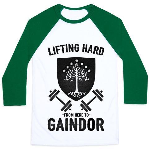 Virgin Teez  Baseball Tee Unisex Classic Baseball Tee / x-small / White/Dark Green LIFTING HARD FROM HERE TO GAINDOR UNISEX CLASSIC BASEBALL TEE
